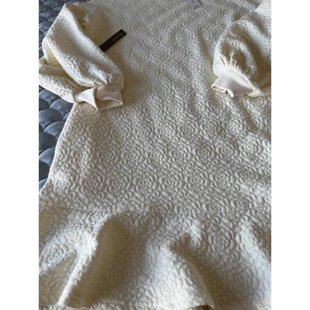 NWT Anthropologie x Mare Mare Odila Puff Sleeve Floral Quilted Dress Cream Small - Picture 3 of 6